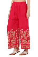PAVONINE Rani Color Floral Half Golden Print Sharara For Women | Grocsy