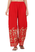 PAVONINE Red Color Floral Half Golden Print Sharara For Women | Grocsy