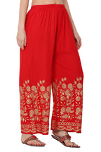 PAVONINE Red Color Floral Half Golden Print Sharara For Women | Grocsy