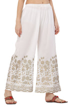 PAVONINE White Color Floral Half Golden Print Sharara For Women | Grocsy