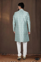 Joban Fashion Men's Green Woven Jacquard Kurta with Pyjama | Grocsy