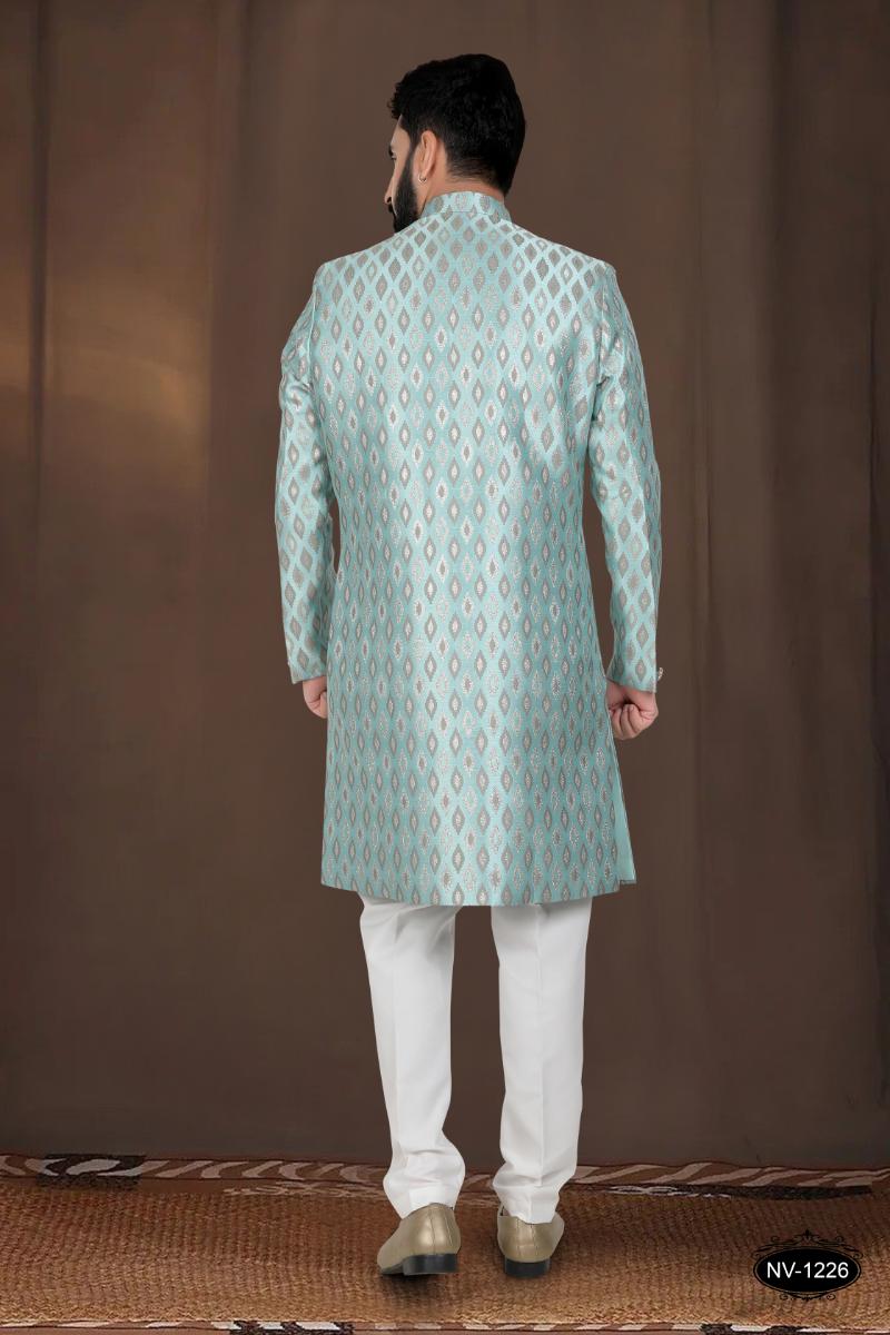 Joban Fashion Men's Green Woven Jacquard Kurta with Pyjama | Grocsy