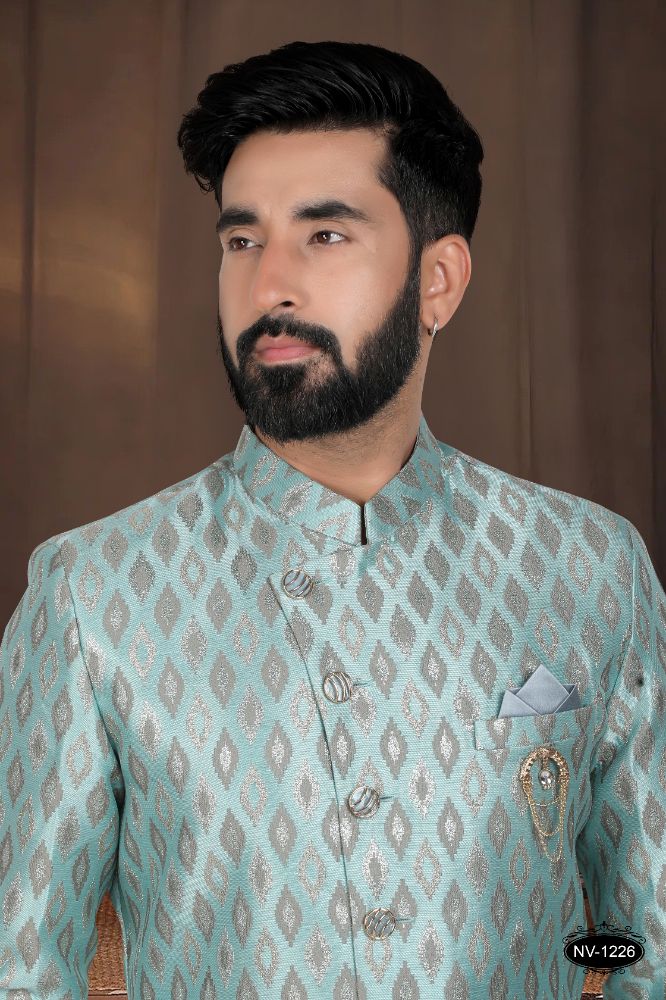 Joban Fashion Men's Green Woven Jacquard Kurta with Pyjama | Grocsy