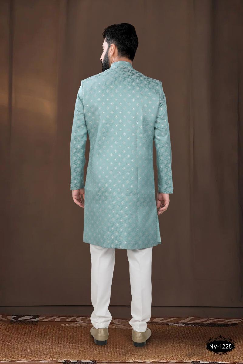 Joban Fashion Men's Green Woven Jacquard Kurta with Pyjama | Grocsy