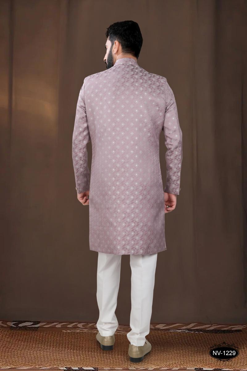 Joban Fashion Men's Pink Woven Jacquard Kurta with Pyjama | Grocsy