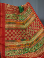 Shades of Leaf Green Floral Print Semi Chanderi Saree By Gayathri Reddy Designer Studio | Grocsy