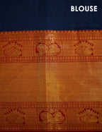 Kalanetha Peacock Blue With Zari Kanchi Style Pure Narayanpet Cotton Saree By Gayathri Reddy Designer Studio | Grocsy