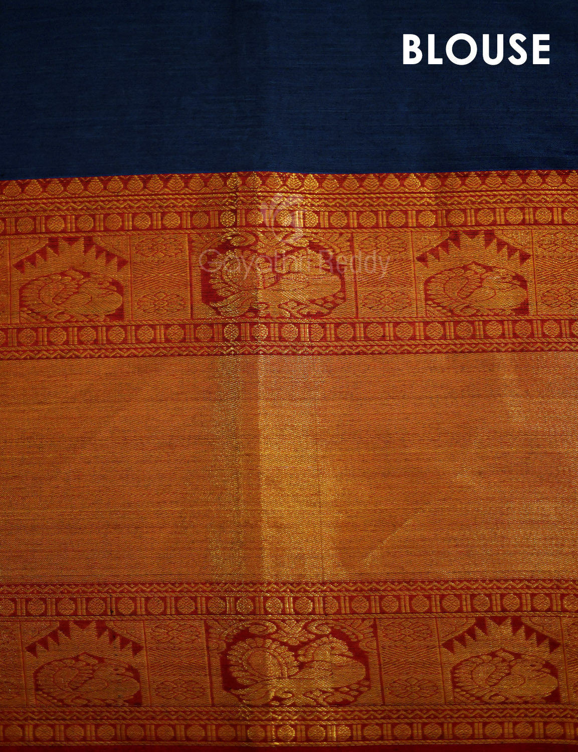 Kalanetha Peacock Blue With Zari Kanchi Style Pure Narayanpet Cotton Saree By Gayathri Reddy Designer Studio | Grocsy