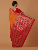 Monjolika Fashion Amber Banarasi Silk Blend SareeWith Zari Woven Rich Brocade Design | Grocsy