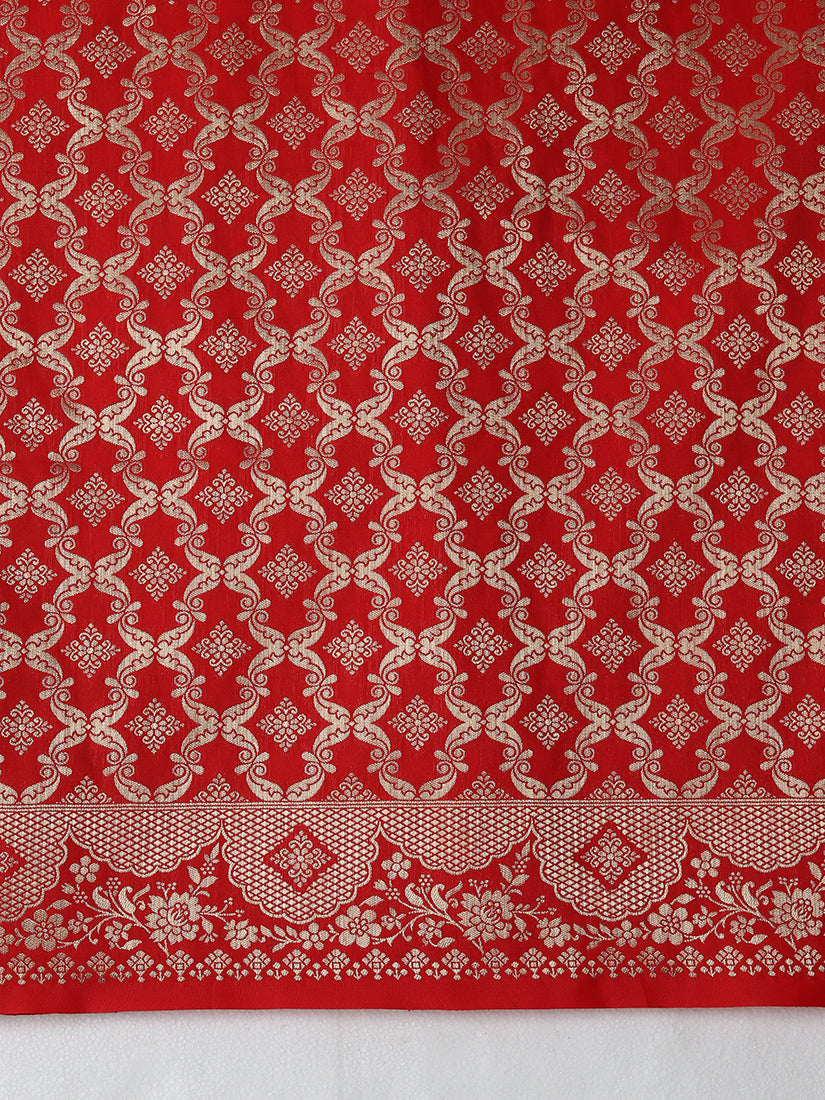 Monjolika Fashion Amber Banarasi Silk Blend SareeWith Zari Woven Rich Brocade Design | Grocsy