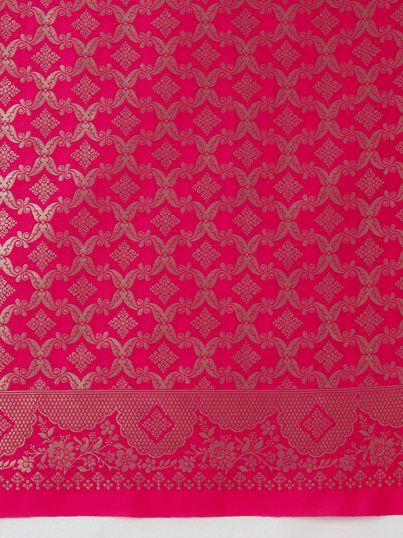 Monjolika Fashion Light Pink Banarasi Silk Blend SareeWith Zari Woven Rich Brocade Design | Grocsy