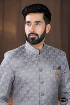 Joban Fashion Men's Grey Woven Jacquard Kurta with Pyjama | Grocsy