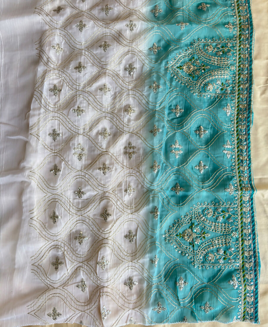 KC Designer Sky Blue Ombre Straight Suit For Women With Hand Embroidery | Grocsy