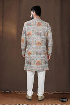 Joban Fashion Men's Base Blue(Multi Colours) Georgette Kurta with Pyjama | Grocsy