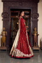Lorenvalley Off White Tussar Silk Printed With Foil Work Lehenga Choli with Dupatta | Grocsy