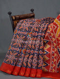 Navy Blue And Red Colour Patola Print Semi Chanderi Saree By Gayathri Reddy Designer Studio | Grocsy