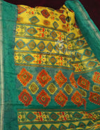 Lemon Yellow Colour Diamond Design Semi Chanderi Saree By Gayathri Reddy Designer Studio | Grocsy