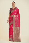 Monjolika Fashion Pink Color Banarasi Soft Silk Trendy Saree | Grocsy