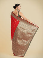 Monjolika Fashion Red Color Banarasi Soft Silk Trendy Saree | Grocsy