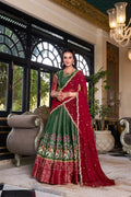 Lorenvalley Green Kanchipuram Printed With Zari Weaving Work Lehenga Choli with Dupatta | Grocsy