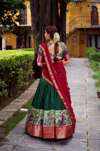 Lorenvalley Fashion Green Aastha Silk Printed with Zari Weaving Work Lehenga Choli with Dupatta | Grocsy