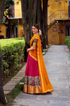Lorenvalley Fashion Pink Aastha Silk Printed with Zari Weaving Work Lehenga Choli with Dupatta | Grocsy