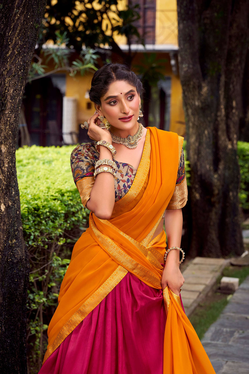 Lorenvalley Fashion Pink Aastha Silk Printed with Zari Weaving Work Lehenga Choli with Dupatta | Grocsy