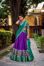Lorenvalley Fashion Purple Aastha Silk Printed with Zari Weaving Work Lehenga Choli with Dupatta | Grocsy