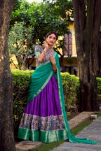Lorenvalley Fashion Purple Aastha Silk Printed with Zari Weaving Work Lehenga Choli with Dupatta | Grocsy