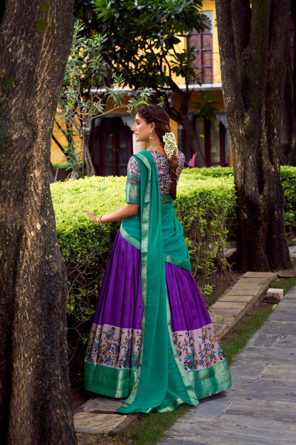 Lorenvalley Fashion Purple Aastha Silk Printed with Zari Weaving Work Lehenga Choli with Dupatta | Grocsy