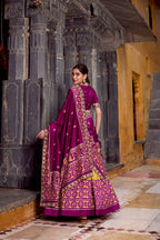 Lorenvalley Fashion Mustard Tasar Silk Ikkat Print Lehenga Choli with Dupatta | Grocsy