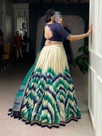 Lorenvalley Fashion Multicolor Tasar Silk Tie and Dye Print with Lace Touch Up Lehenga Choli with Dupatta | Grocsy