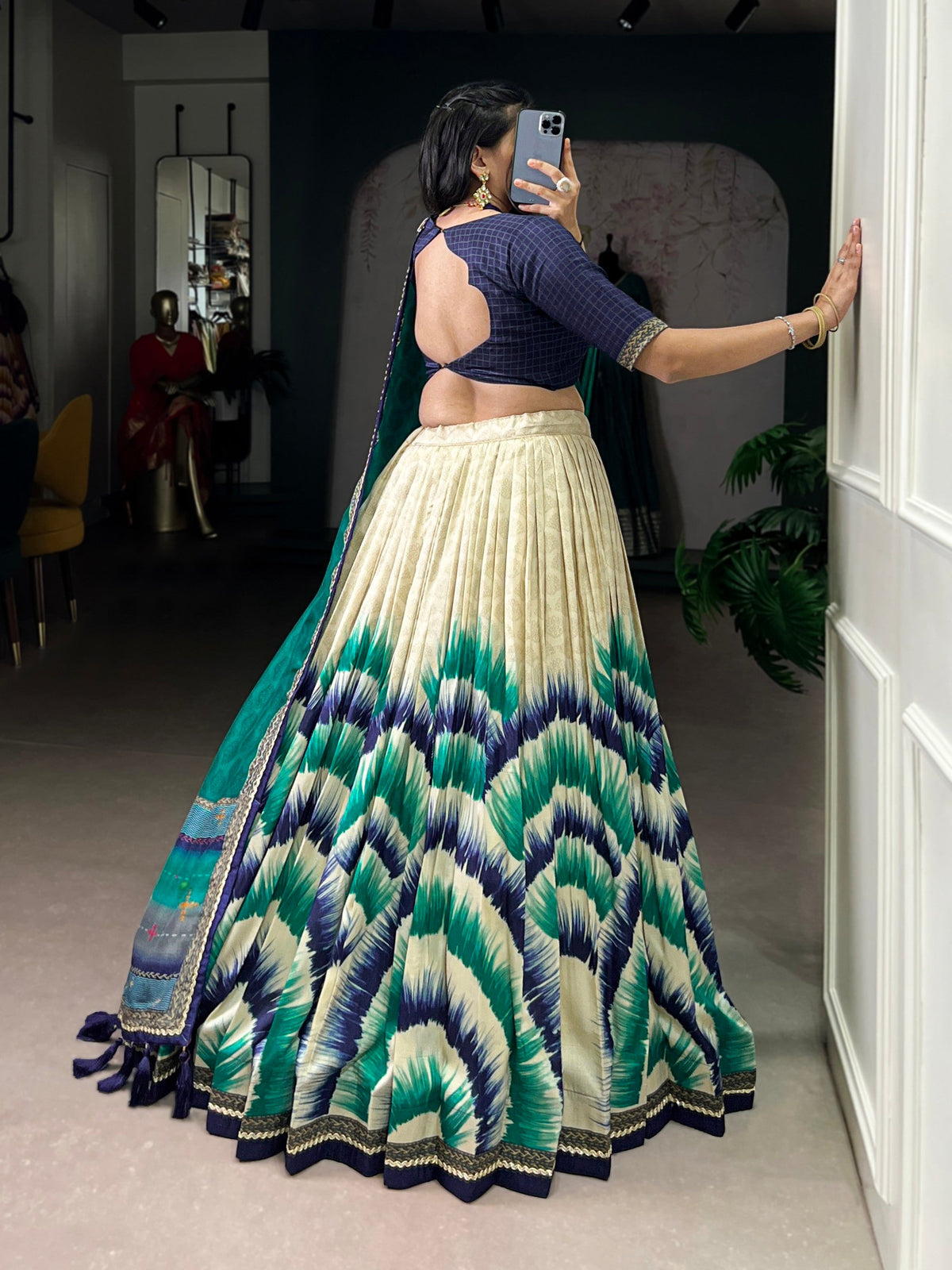 Lorenvalley Fashion Multicolor Tasar Silk Tie and Dye Print with Lace Touch Up Lehenga Choli with Dupatta | Grocsy