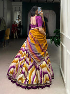 Lorenvalley Fashion Multicolor Tasar Silk Tie and Dye Print with Lace Touch Up Lehenga Choli with Dupatta | Grocsy