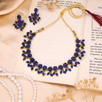 Tehzeeb Creations Royal Blue Pack of 1 Gold-Polished Choker Necklace Set With Earring For Women & Girls | Grocsy