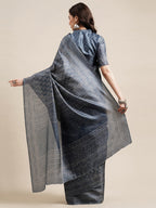 Saree Mall Grey & White Floral Art Silk Sarees | Grocsy