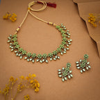 Tehzeeb Creations Sea Green Pack of 1 Gold-Polished Choker Necklace Set With Earring For Women & Girls | Grocsy