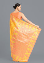 Monjolika Fashion Yellow Color Weaving Banarasi Silktraditional Saree | Grocsy