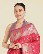 Monjolika Fashion Pink Color Weaving Banarasi Silktraditional Saree | Grocsy