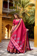Lorenvalley Fashion Gajari Dola Silk Batik Print with Zari Weaving Work Lehenga Choli with Dupatta | Grocsy