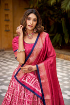 Lorenvalley Fashion Gajari Dola Silk Batik Print with Zari Weaving Work Lehenga Choli with Dupatta | Grocsy