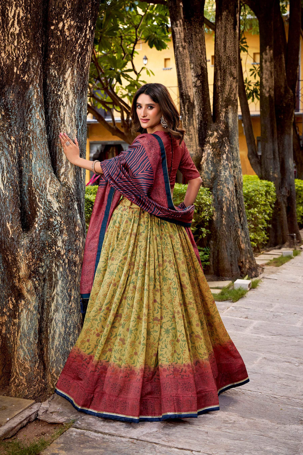 Lorenvalley Fashion Multicolor Vichitra Silk Printed Lehenga Choli with Dupatta | Grocsy