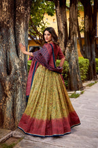 Lorenvalley Fashion Multicolor Vichitra Silk Printed Lehenga Choli with Dupatta | Grocsy