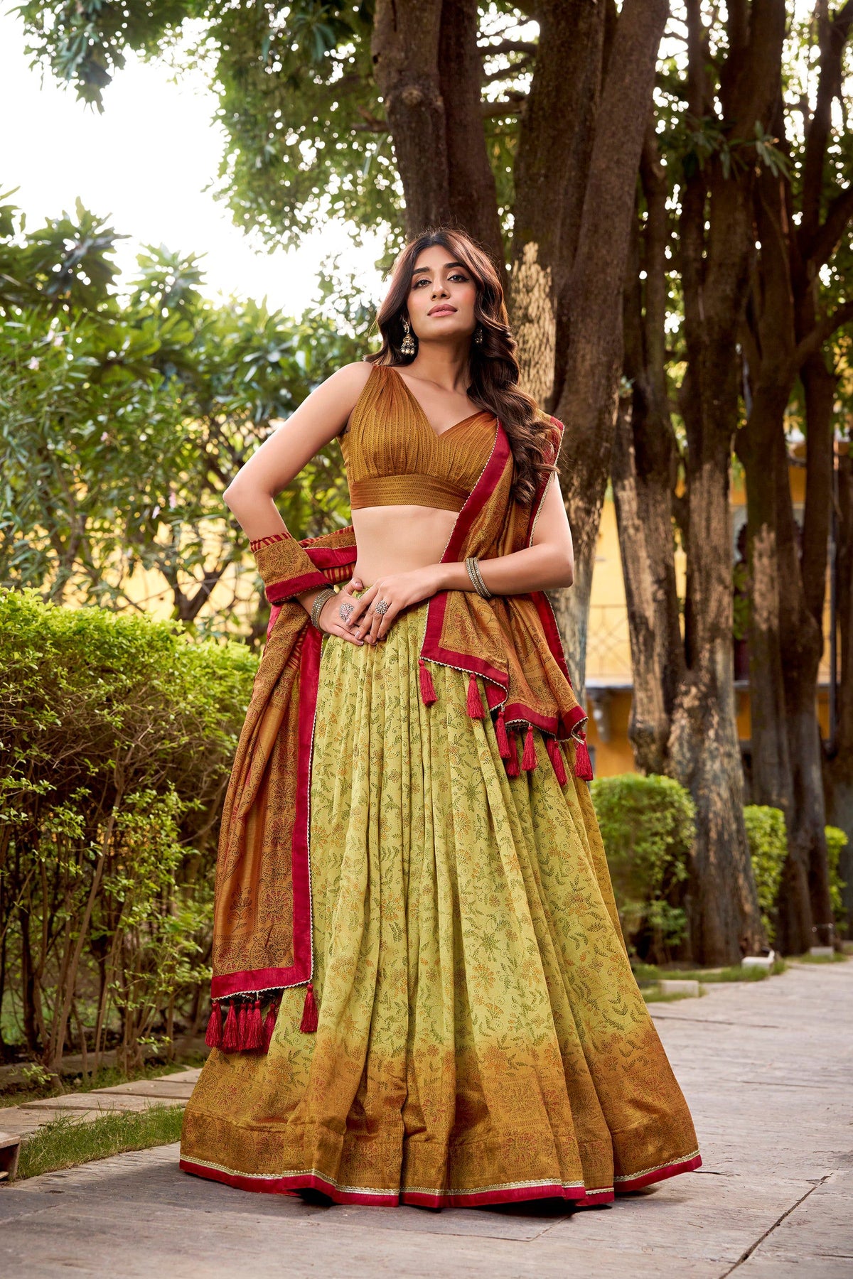 Lorenvalley Fashion Multicolor Vichitra Silk Printed Lehenga Choli with Dupatta | Grocsy