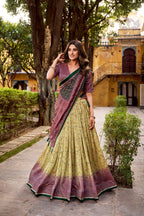 Lorenvalley Fashion Multicolor Vichitra Silk Printed Lehenga Choli with Dupatta | Grocsy
