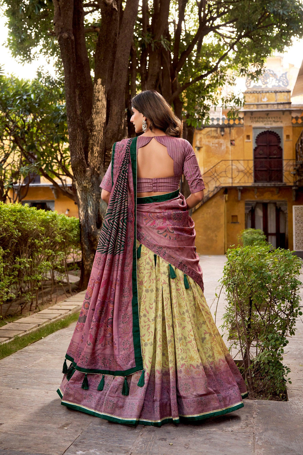 Lorenvalley Fashion Multicolor Vichitra Silk Printed Lehenga Choli with Dupatta | Grocsy