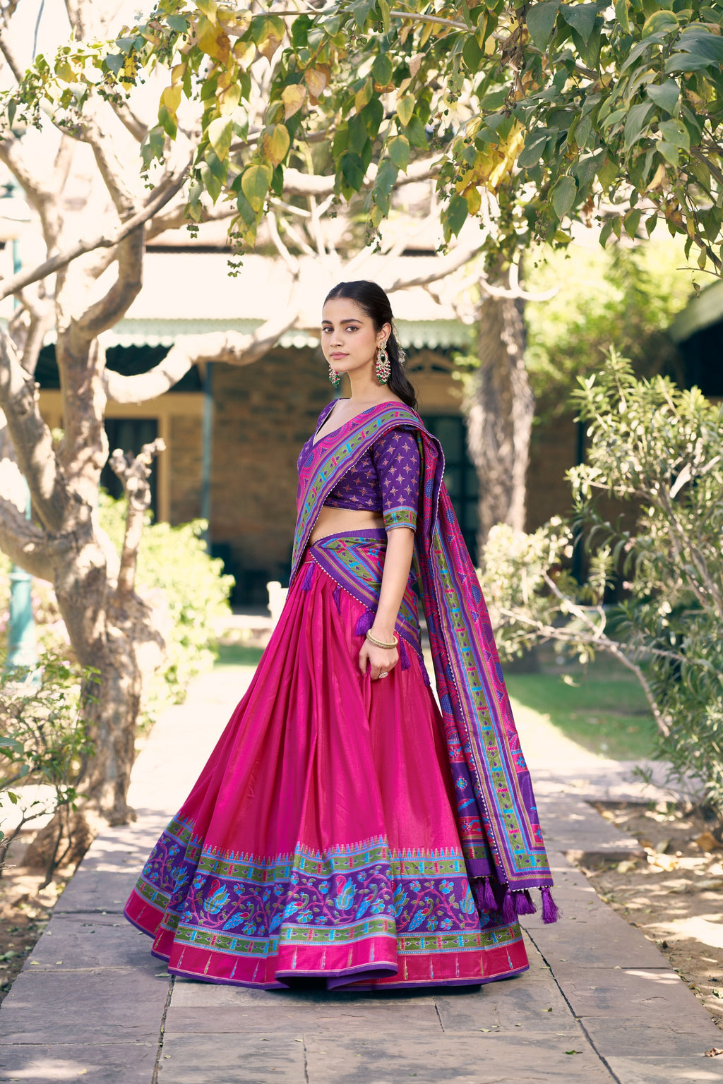 Lorenvalley Fashion Pink Tasar Silkprinted With Iconic Sparkle Lehenga Choli With Dupatta | Grocsy