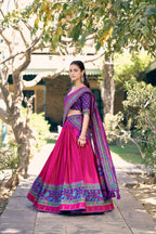 Lorenvalley Fashion Pink Tasar Silkprinted With Iconic Sparkle Lehenga Choli With Dupatta | Grocsy