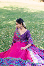 Lorenvalley Fashion Pink Tasar Silkprinted With Iconic Sparkle Lehenga Choli With Dupatta | Grocsy