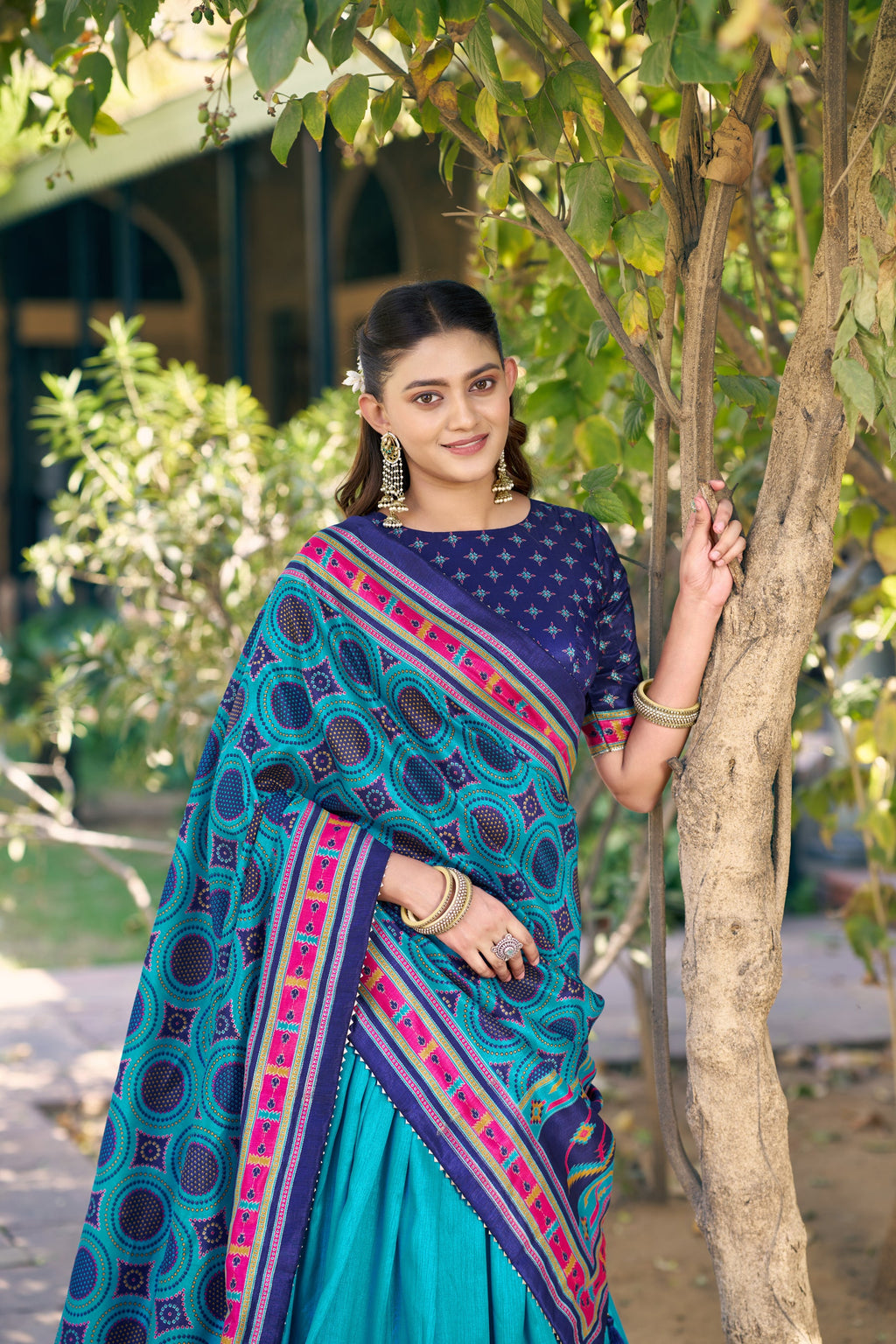 Lorenvalley Fashion Skyblue Tasar Silkprinted With Iconic Sparkle Lehenga Choli With Dupatta | Grocsy